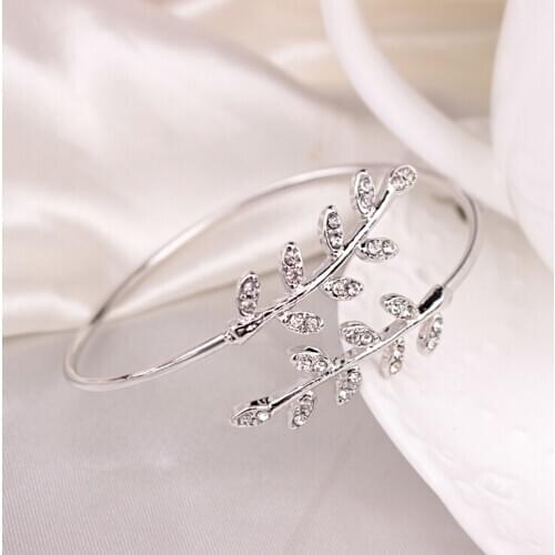 Fashion Personality Leaf Bracelet Cuff Opening Bracelets Bangle Arm Jewelry for Women Jewelry Gift Gold/Rose Gold Birthday Gifts