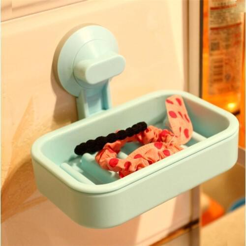 Groove Design Soap Dish Holder Dual Tier Non Residue with Water Soap Shelf Sucker with Suction Cup Sucker Door Rack Holder