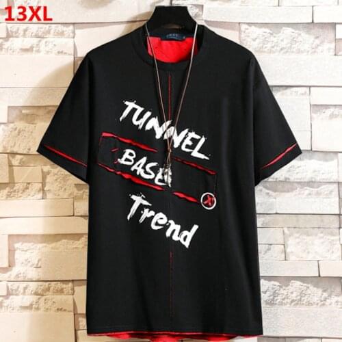 Hip-hop plus size T-shirt male oversized personality hole brother short sleeve t-shirt oversized plus size red black 12XL 13XL