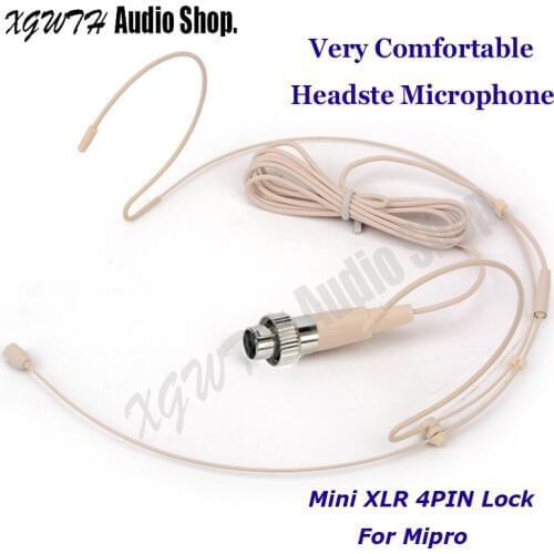 Headset Head-mounted Headworn Condenser Microphone Cardioid Mic Mics Connector Mini XLR 4PIN Lock For Mipro Wireless Body-Pack