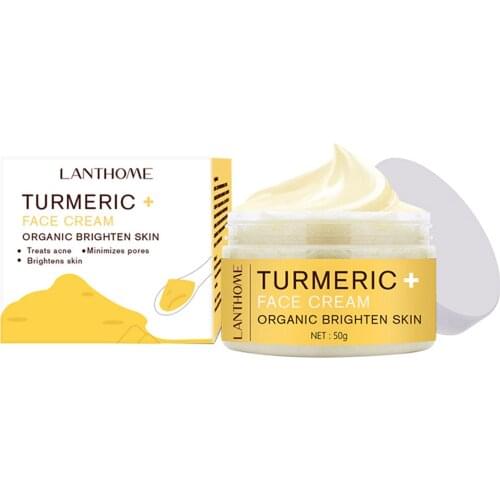 LANTHOME Turmeric Face Cream Whitening Brightening Moisturizing Anti Acne Oil Control Shrink Pore Anti Wrinkle Skin Care 50g
