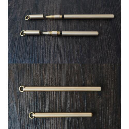 Pencil Retro Brass Gold Pen Pure Metal Pen By Hand Tactical Pen Copper Gift Pen Outdoor Survival EDC Camping Glass Breaker Gear