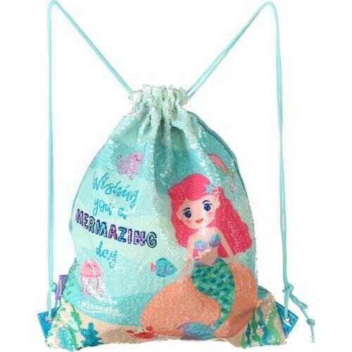 Fashion Drawstring Bags Reversible Sequin Schoolbag For Teenager Girl Daily Casual School Knapsack Travel Drawstring Backapck