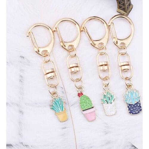 Fashion Cute Rabbit Potted Plants Pendant Keychain For Women Girls Cartoon Oil Drop Animal Charms Keyring Jewelry Gifts