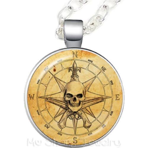 Nautical Compass Necklace Glass Cabochon Mariners Compass Glass Dome Necklace For Sailing Boating Jewelry Accessory
