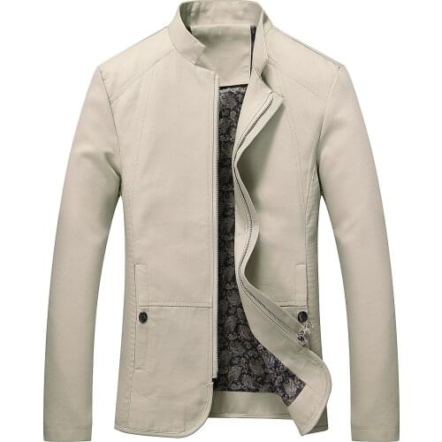 Plus-size New Stand Collar Jacket Pure Cotton Men Coat Streetwear