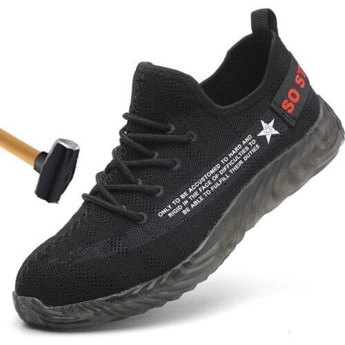 POLALI safety shoes for men Steel Toe Boots Outdoor Prevent Puncture Steel Bottom Construction Safety Work Boots Shoes