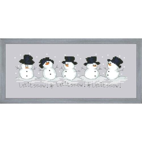 Let it snow cross stitch kit cartoon winter snowman 14ct silver grey unprint canvas cotton silk thread embroidery