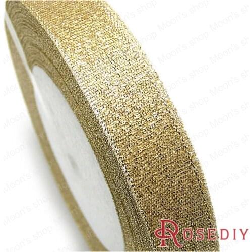 Wholesale 15mm Gold color Polyester Ribbon Diy Jewelry Findings Accessories a Roll Roughly 22 Meter(JM4606)