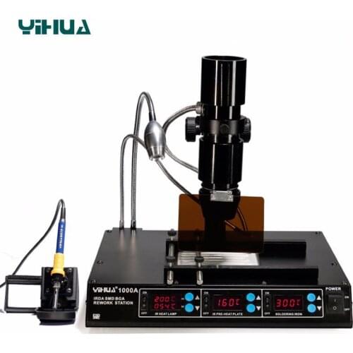 YIHUA 1000A Soldering Station Infrared Rework Station 3 in 1 BGA Lead-Free Soldering Station Laptop Motherboard Repairing Tools