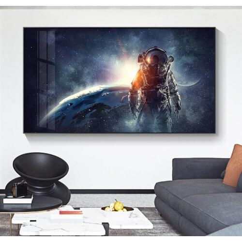 Nordic Space Planet Astronaut Long Canvas Art Posters and Print Canvas Paintings on The Wall for Living Room Home Decor Pictures