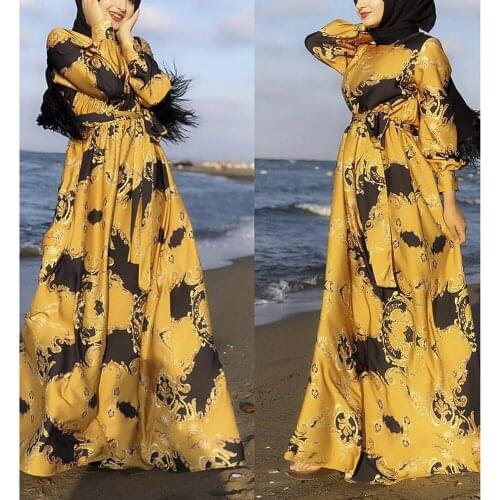 Dashikiage Printed Dresses For Women O-neck Long Sleeve Robe African Femme Boubou 2021 Prom Gowns Muslim Fashion