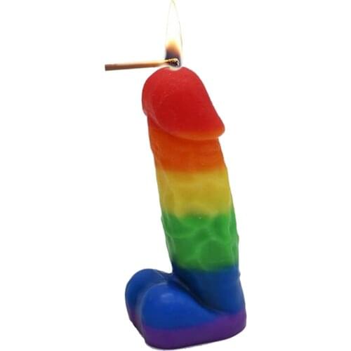 Rainbow Candles Simulation Penis Funny Candle 18CM High Male Genitalia Shape Creative Home Party Decoration Supplies