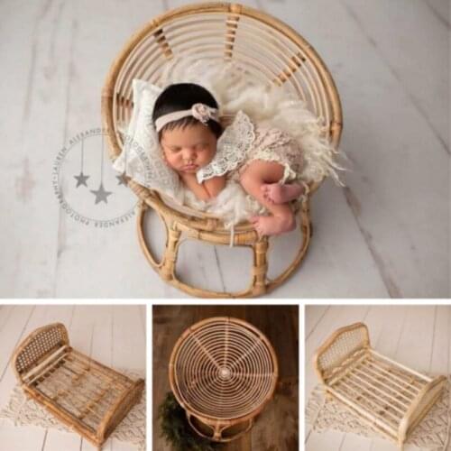 Newborn Photography Props Rattan Baskets Baby Photo Bed Posing Props Infant Photo Shoot Accessories Baby Cany Beds Photoshot
