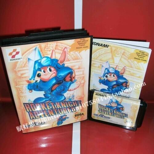 Sega MD game - Rocket knight adventures with Box and Manual for 16 bit Sega MD game Cartridge Megadrive Genesis system