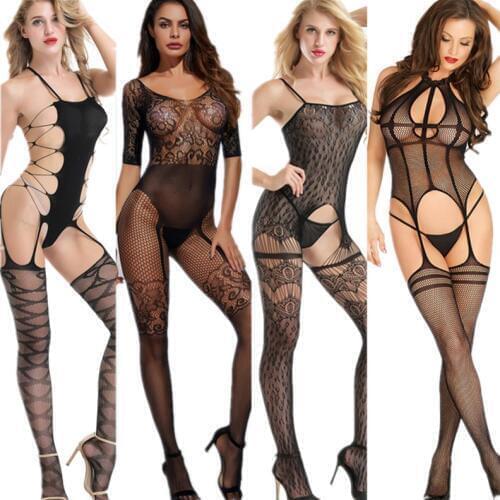 Sexy Lingerie Teddies Black Elastic Underwear Sexy Costumes Hot Intimate Body Suit Women Nightgown Kimono Slips Dobby GOYHOZMI