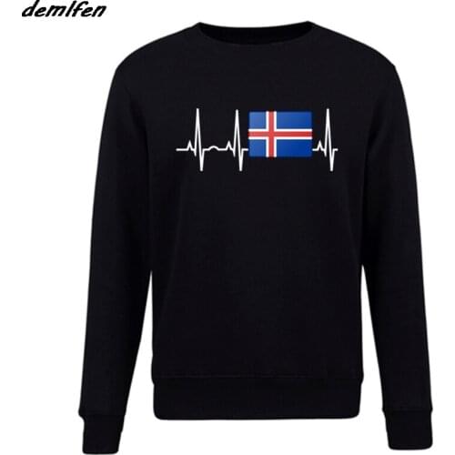 Spring autumn Fashion Hot Iceland Flag hoodie Icelandic Heartbeat Gift Coat Men pullover Fleece Sweatshirt Harajuku
