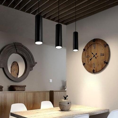 Modern LED Pendant Long Tube Black White Pendant Lamp Island Bar Counte Shop Room Kitchen Fixtures Hanglamp Luminaire Light