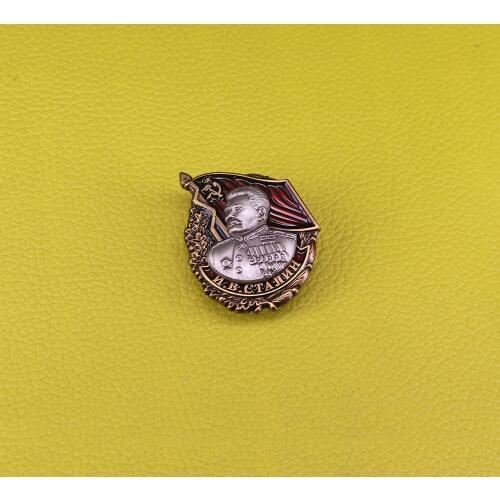 Stalin rare badge Soviet flag pin red star brooch for men patriot gift vintage collectible USSR 80s jewelry