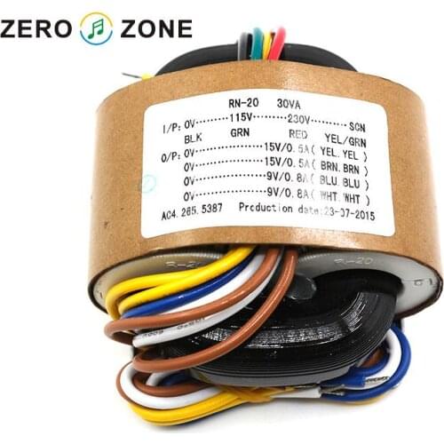 GZLOZONE 30VA Dual 9V Dual 15V R-type Transformer 30W 9V*2 +15*2 Transformer For Audio