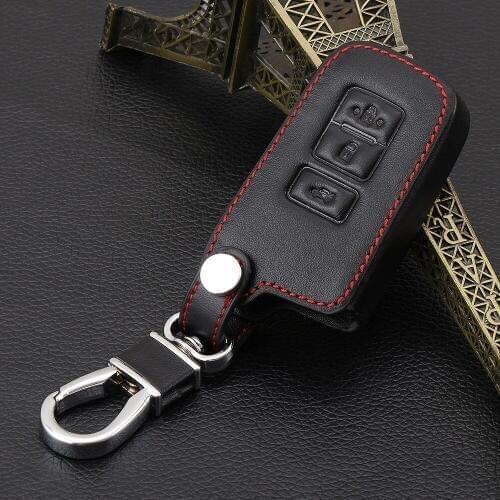 VCiiC Black Leather Car Key Case Cover Holder Shell For Toyota Camry 2012 Avalon Rav4 Highlander Prius 3 Buttons Key Remote