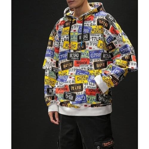 Spring Loose Camouflage Letter Hoodies Sweatshirts Japan Style Big Size hooded Tops Outwear Hip Hop Streetwear Sweatshirt Homme