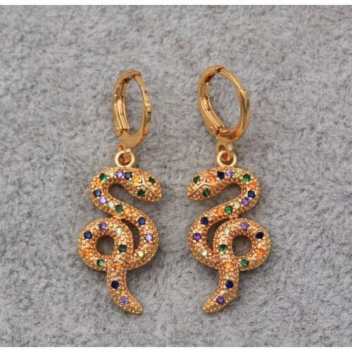 Dangle Drop Earrings Red Cubic Zirconia Animal Copper Earring For Women Fashion Jewelry Accessories Wedding Anniversary Gift