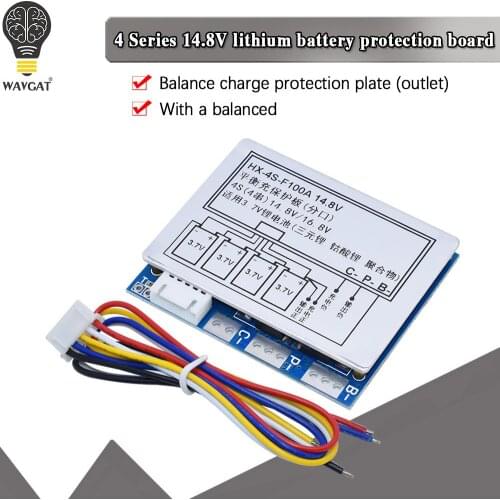 WAVGAT BMS 4S 100A 12.8V 14.8V Lithium Lifepo4 Battery Protection Bord with Balance Function Professional Lifepo4 Equalizer