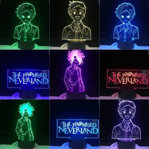 Japanese Manga The Promised Neverland Emma Figure 3D Led Night Light for Home Room Decor Kids Child Nightlight Bedside Desk Lamp