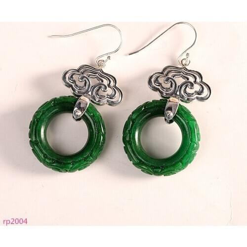 KJJEAXCMY boutique jewelry 925 silver jewelry exaggerated wild iron dragon jade earrings female new round