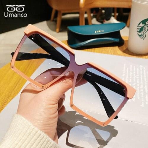 Umanco Oversized Square Sunglasses for Women Fashion Green Pink Black Eyeglasses UV400 Sun Shades Full Frame Design Eyewear