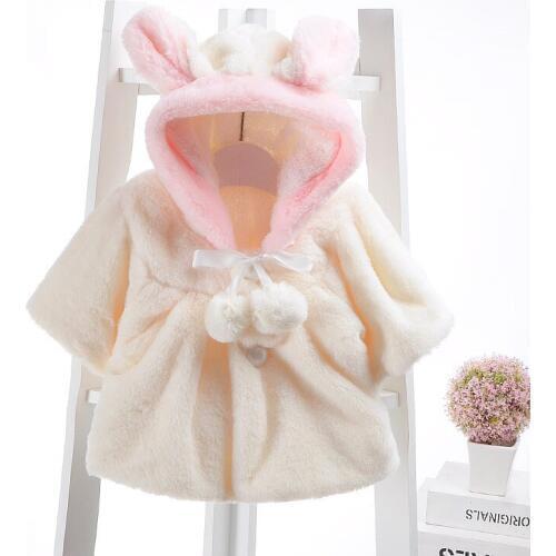 Baby Infant Girls Fur Winter Warm Coat Cloak Jacket Thick Warm Clothes Baby Girl Cute Hooded Long Sleeve Coats