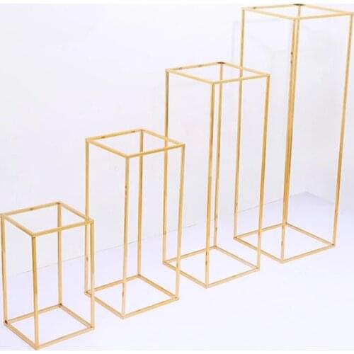 Golden Column Stand Rustproof Decoration Party Wedding Floor Geometric Holder Centerpiece Prop Iron Art Detachable Flower Rack