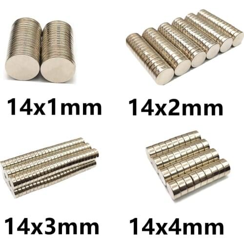 10 20 50PCS/LOT Magnet 14*1 14*2 14*3 14*4 mm N35 Disc NdFeB MAGNET 14x1 14x2 14x3 14x4 mm Round Speaker Neodymium magnets 14mm
