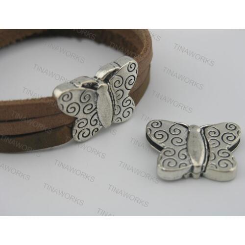 15Sets 15.0x2.0mm Antique Silver Butterfly Magnetic Clasp for Flat Leather Bracelet Making--CLP1024