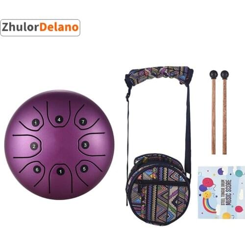 5.5inch 8-Tone Mini Steel Tongue Drum C Key Hand Pan Drum with Drum Mallets Carry Bag Percussion Instrument Adult Kids Beginer