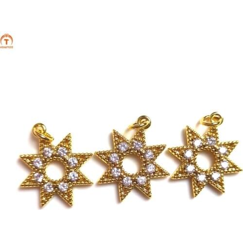 5pcs North Star Twinkle CZ Star Pendant Gold Star Pendant Cubic Zircon Charms Cz Pave Star Pendant For Women Necklaces Jewelry Y