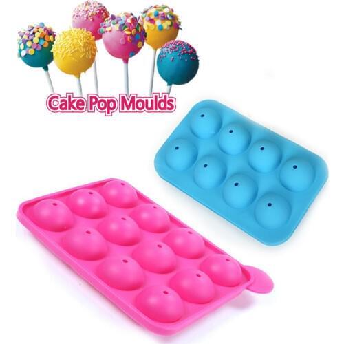 8 Units 12 Units Holes Sillicone Round Ball Cake Pop Molds 1 Set (2 Molds Top&bottom) DIY lollipop Tray Moulds Set Baking