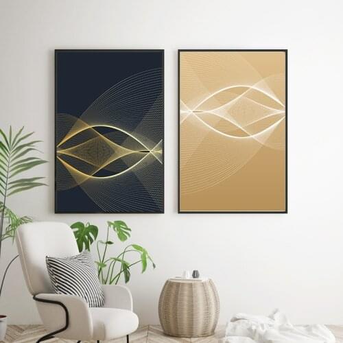 Abstract Gold and Black Canvas Painting Modern Wall Art Pictures for Living Room Decoration Nordic Posters and Prints Cuadros
