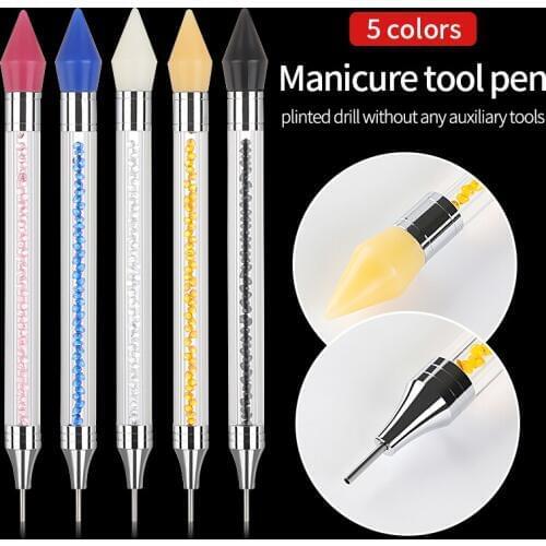 Double Head Acrylic Crystal Handle Nail Art Dotting Pen Nail Rhinestones Accessories Picker Nails Painting Was Dotting Pen Tools