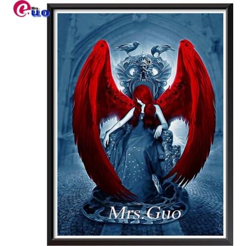 Red Wings Angel Diamond Embroidery Full Drill Square Diamond Painting Angel Woman Snake Cross Stitch Mosaic Manual Hobby