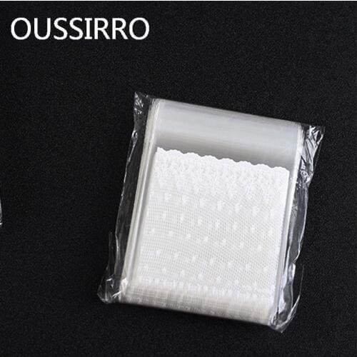 10*10cm White Lace Self-adhesive Gifts Bags Candy Biscuit Plastic Cookies Packaging Bag Wedding Party Favors Baking Package Bag
