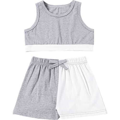 FOCUSNORM 1-6Y Summer Casual Kids Girls Clothes Sets Color Patchwork Sleeveless Vest Tops Shorts 2pcs Outfits