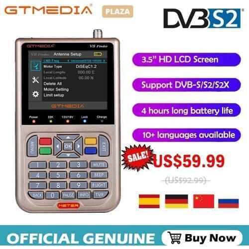 Hot GTMEDIA satellite finder V8 SAT Finder Meter DVB-S/S2/S2X Digital Satellite Signal Locator Field Meter 3.5 "Full HD LCD Disp