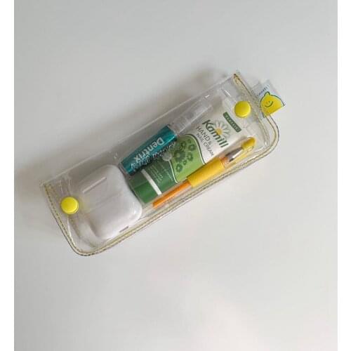 Ins Transparent Stationery Lemon File Bag A4 PVC Waterproof Pencil Case Portable Data Cosmetics Storage Ins Bag School Supplies