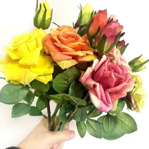 1pc Pu artificial flower moisturizing feel rose decoration flower living room artificial flower home decoration simulation plant