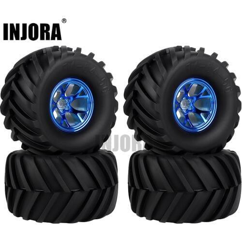 4Pcs Wheel Rim Tire Set for 1/10 RC Monster Truck Traxxas HIMOTO HSP HPI Remote Control RC Truggy Car