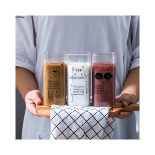 Creative Printed milk Glass mugs,Milk Tea Breakfast mug coffee Cup mugs for tea,christmas mug Drinkware unique gift 400ml