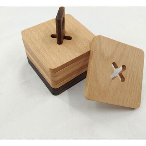 Square Solid maple coaster set with solid walnut base Wood cup mat set Insulating mat Table decorations