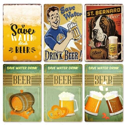 Drink Beer Vintage Metal Tin Signs Poster Retro Tin Poster Home Decorative Plates Bar Pubs Clubs Tinplate Wall Decoration